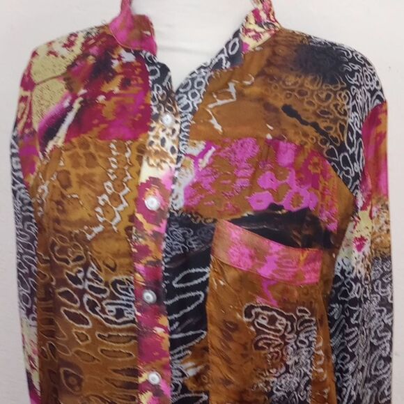 Noreen Phillips International Long Sleeve Chiffon Tunic Blouse - Size 10 - Picture 4 of 8